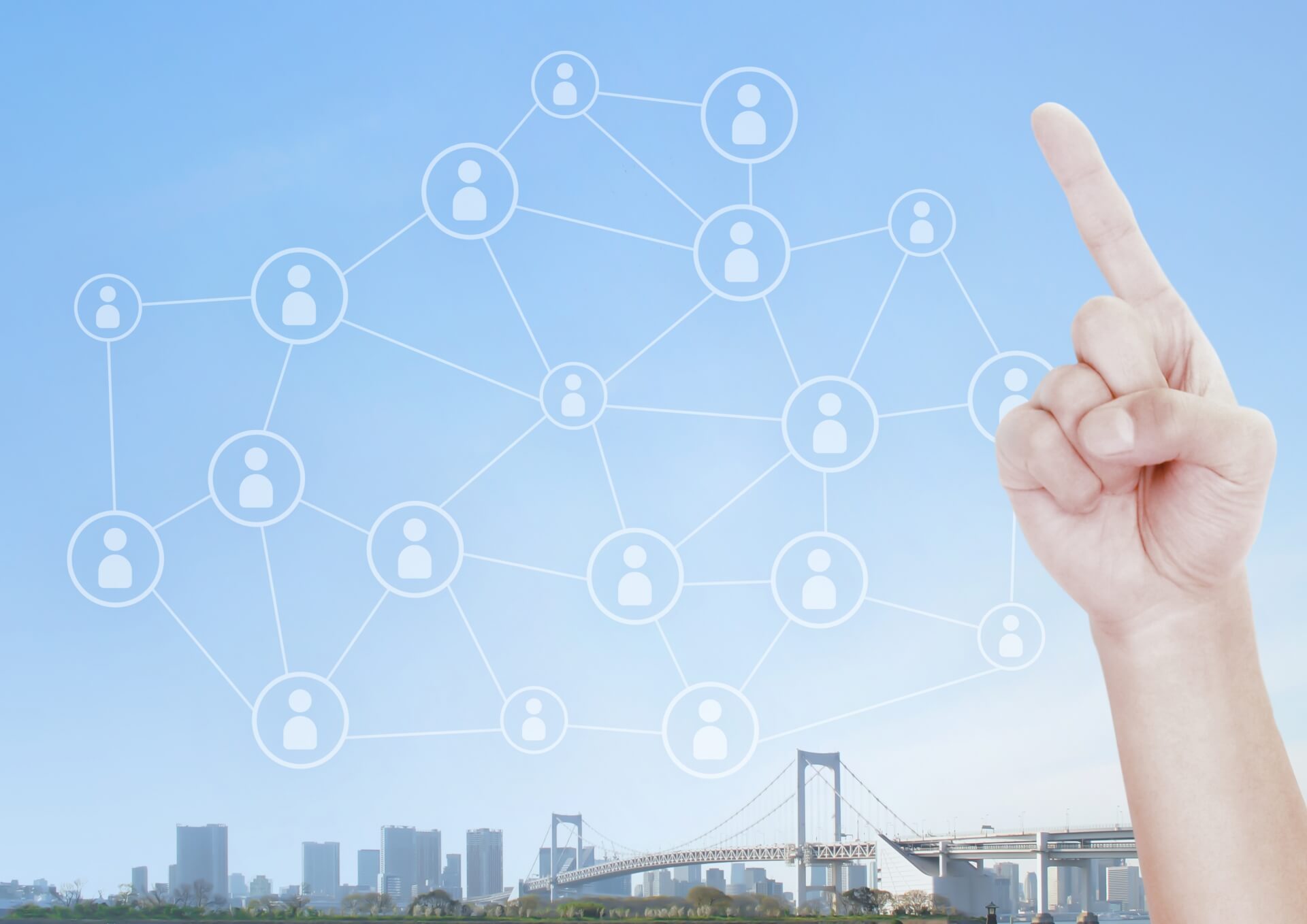 人材のつながりや構成を可視化するイメージ（人物アイコンのネットワーク）